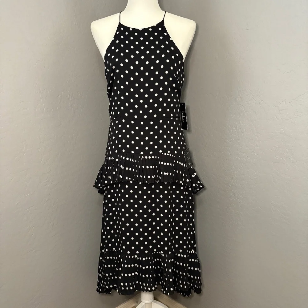NWT Lulu’s Envy Black and White Polka Dot‎ Midi Size M